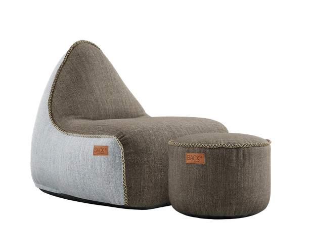 SACKit Cobana Lounge Chair Brown/White + Brown Pouf
