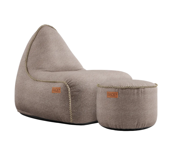 SACKit Canvas Lounge Chair Sand + Pouf