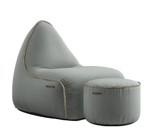 SACKit Cura Lounge Chair Grey + Pouf
